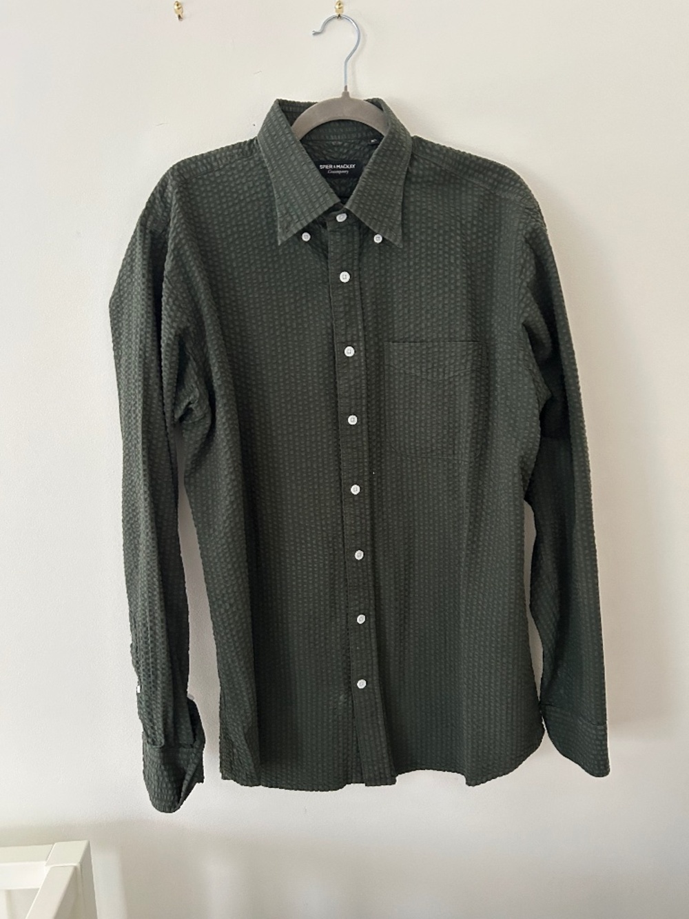 Green Spier Mackay seersucker button down